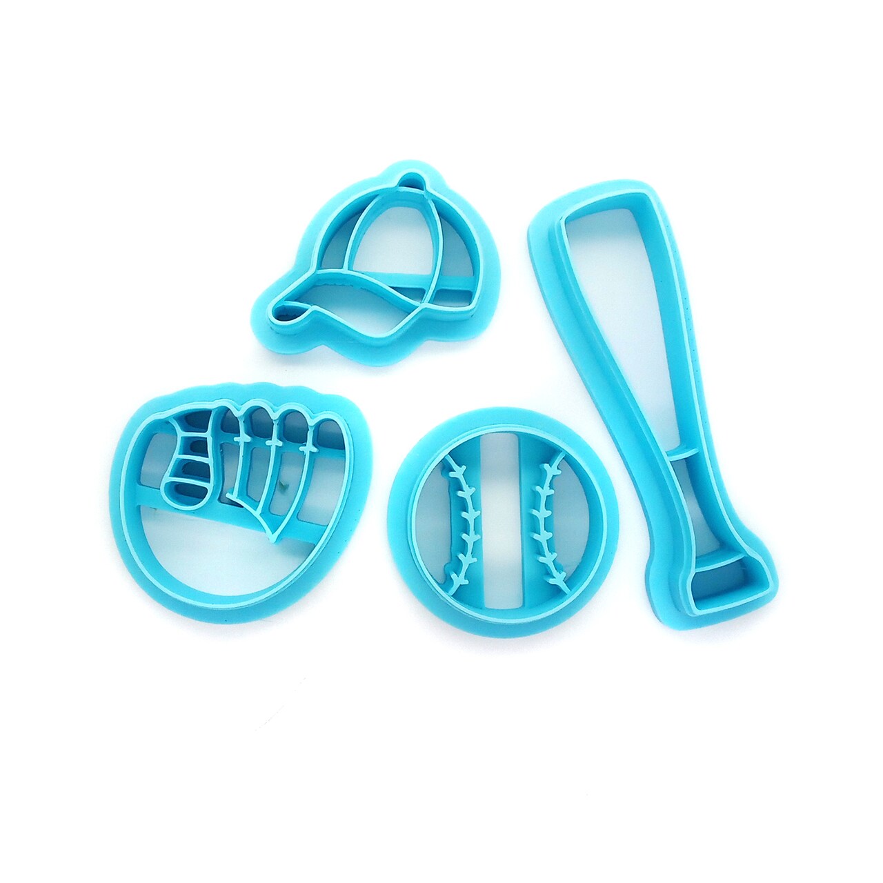 Baseball Sports Clay Cutters, 4 pc, Includes Bat Ball Glove & Cap, Adorabilities